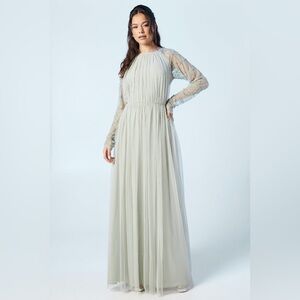 NWT COAST Sheer Embellished Sleeve Mesh Maxi Dress